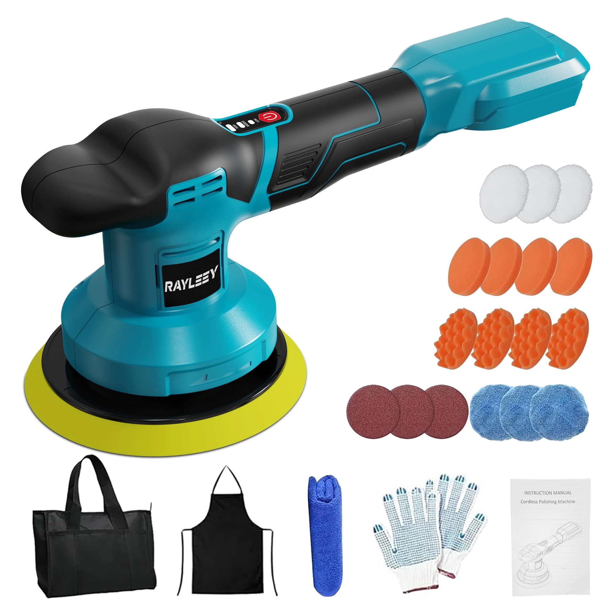RAYLEEY Cordless Buffer Polisher - 20V 6-Inch 3-Speed