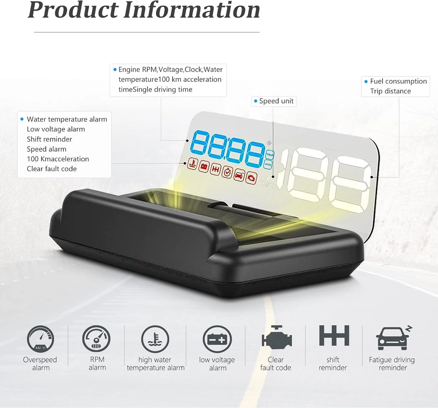 C500 - Heads Up Display Digital GPS Speedometer HD display