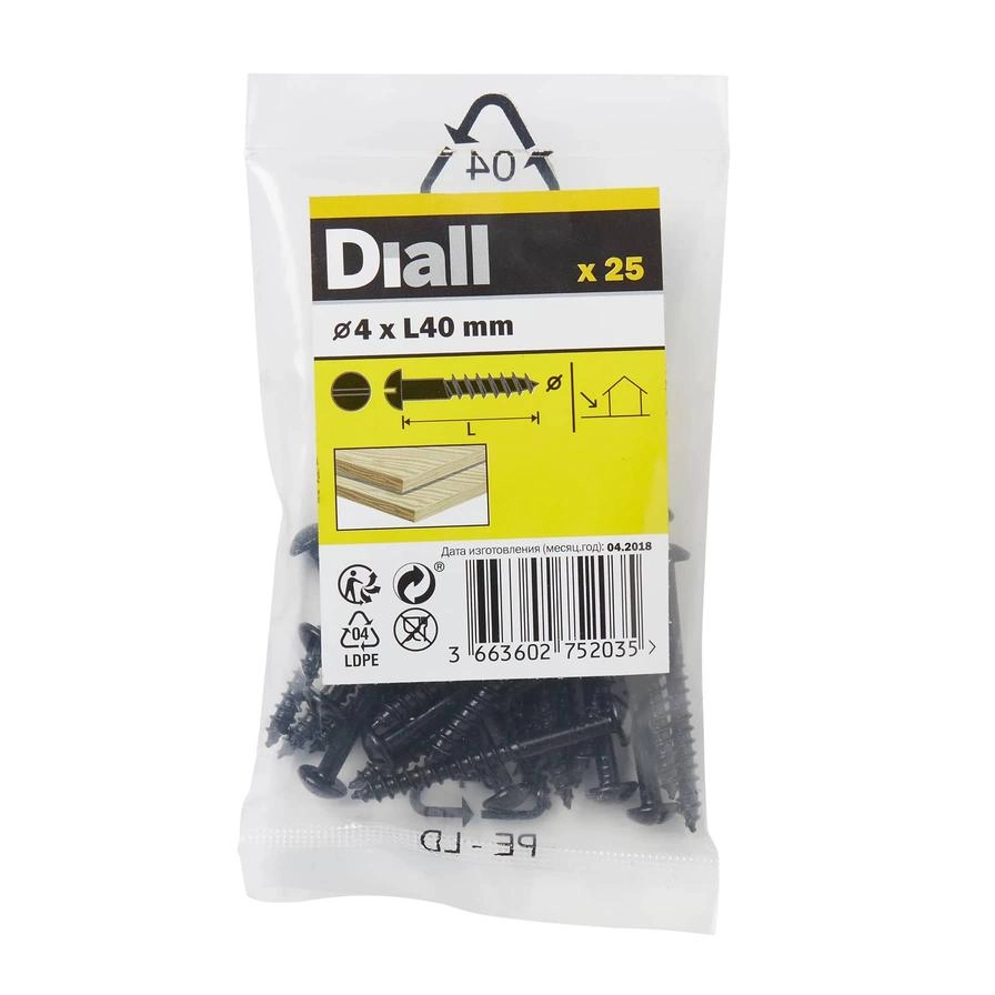 Diall Carbon Steel Dome Wood Screw Pack 4mm 40mm