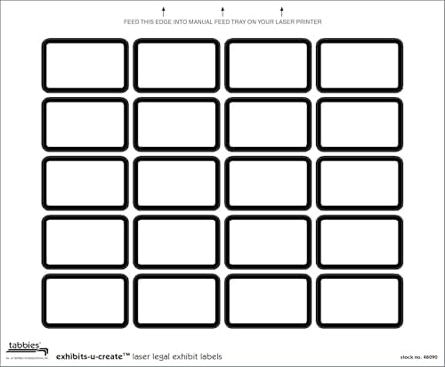 tabbies Legal Exhibits-U-Create - 240 Labels/Pack 1-5/8"W x 1"H