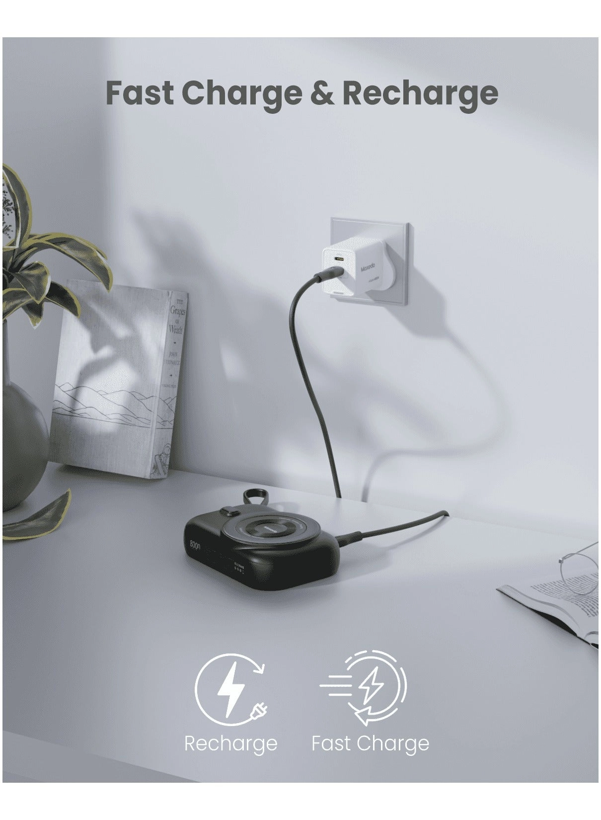 Snap-On Wireless Charging Power Bank - 8000 Watt-hour 15 W Wireless 1