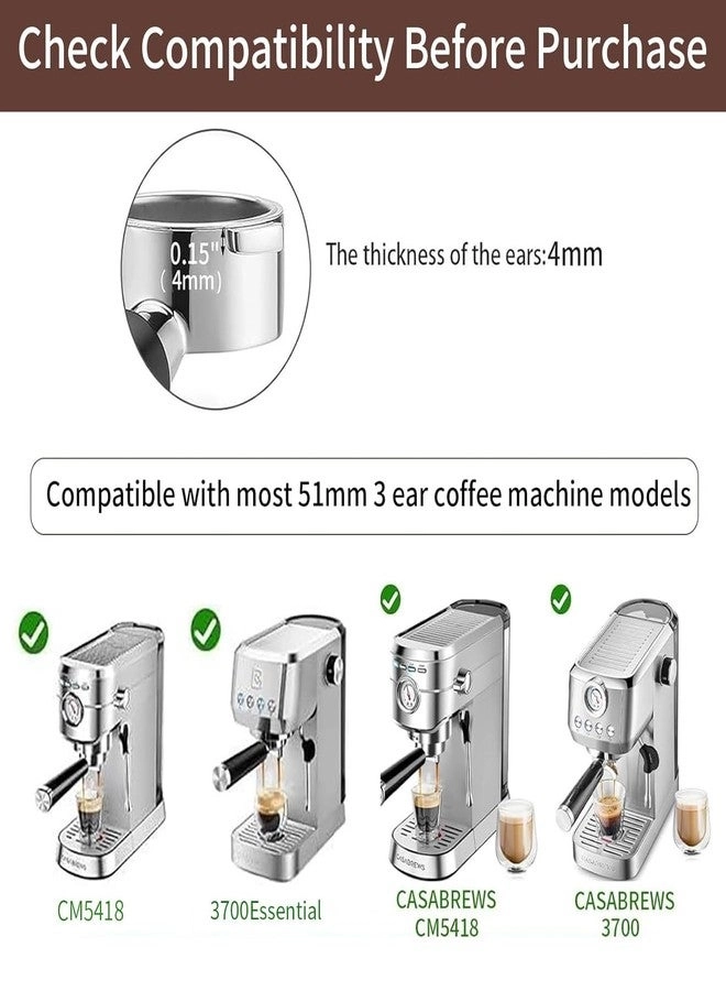 51mm Bottomless Portafilter - 3-Ear Stainless Steel
