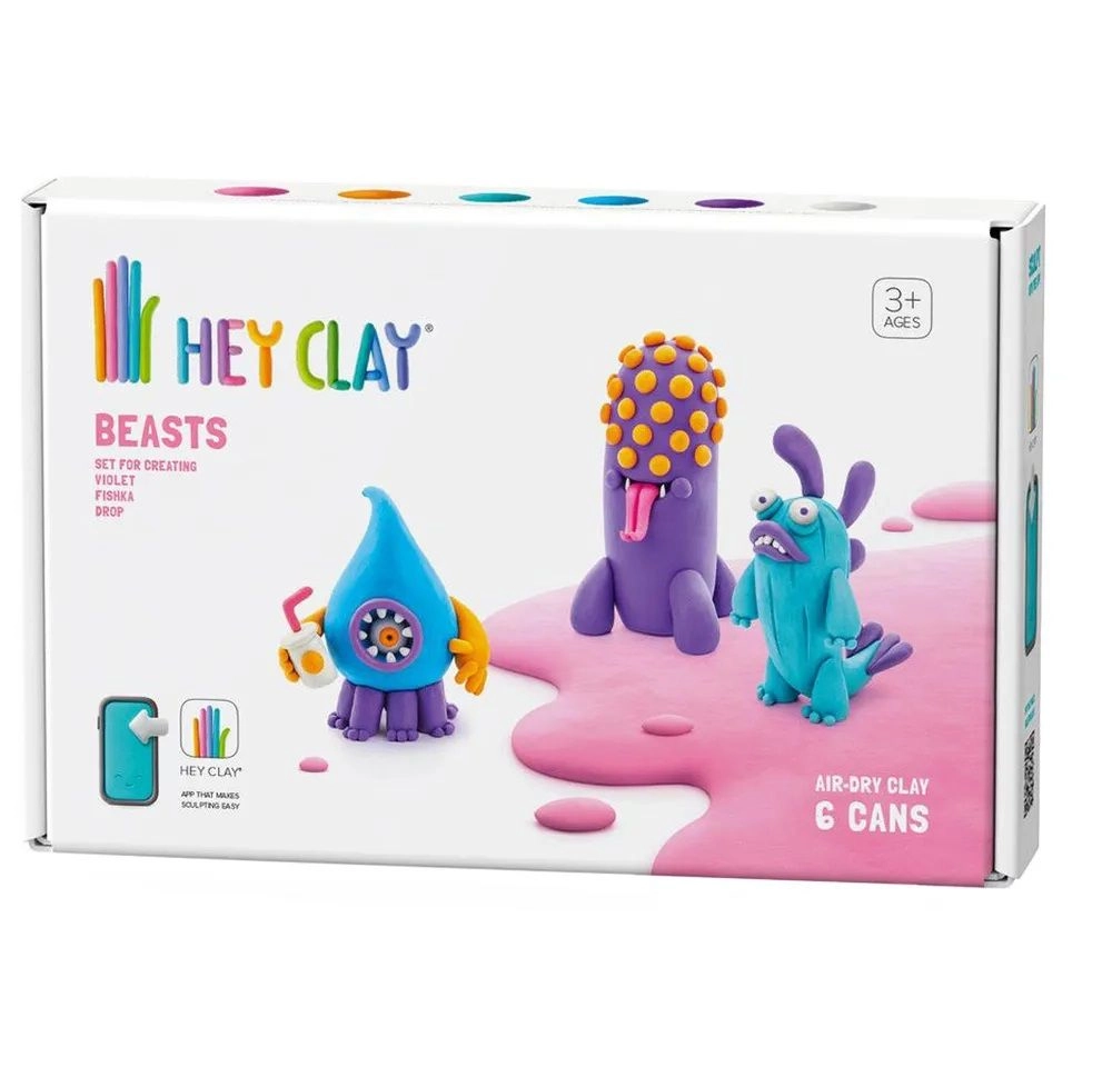 HEY CLAY DIY Beasts - Air Dry Clay 340g 6pcs.