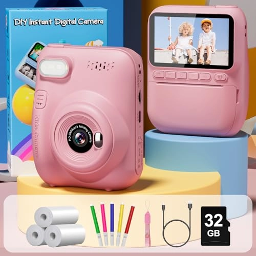 Instant Print Camera - 3.0" 1080P 32GB Pink