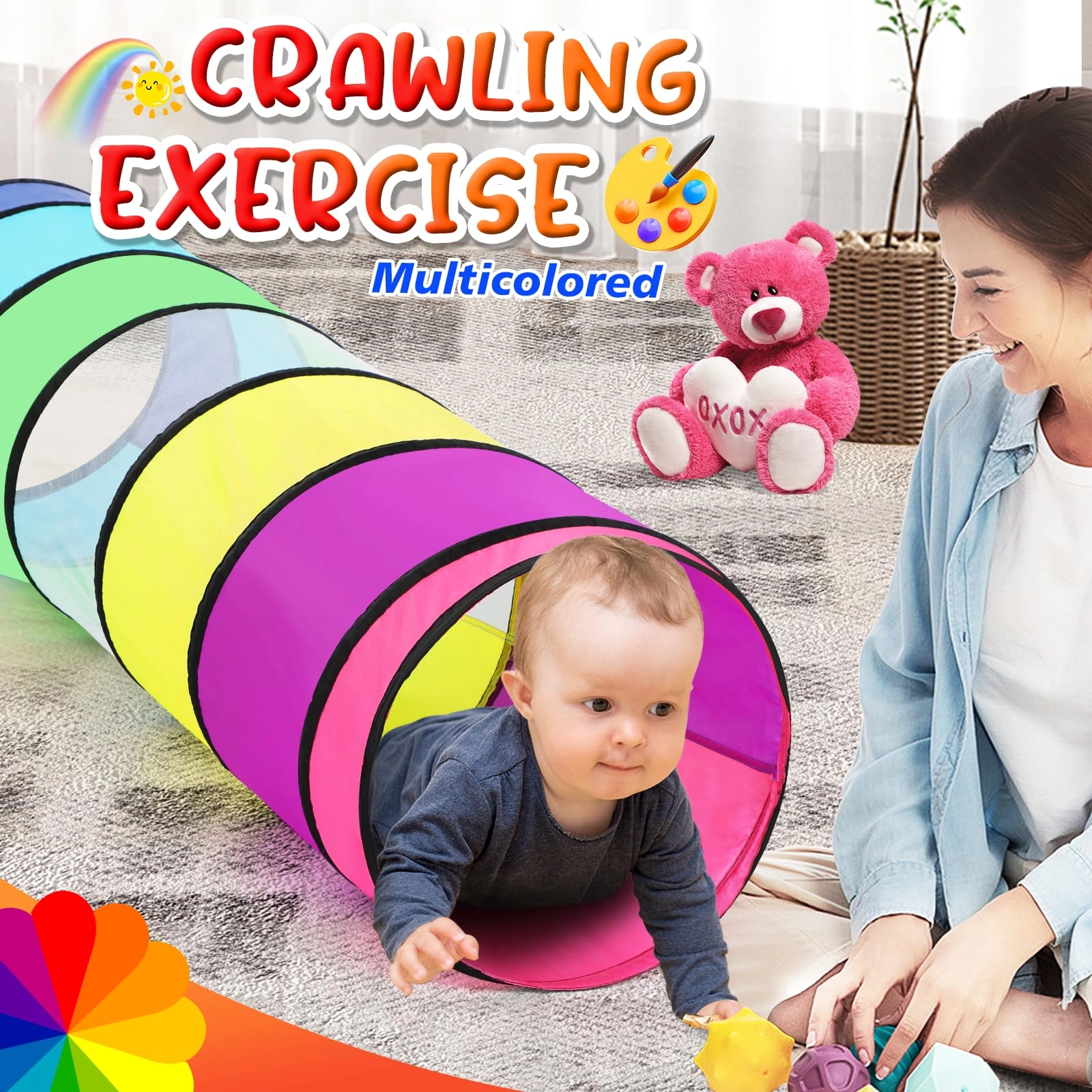 Kids Play Tunnel - Colorful Pop Up Rainbow