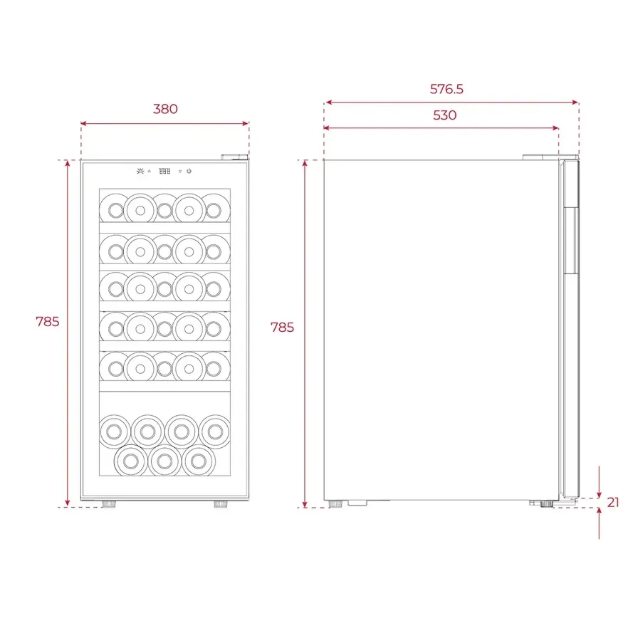 RVF 10032 - three independent temperature zones 28-bottle capacity