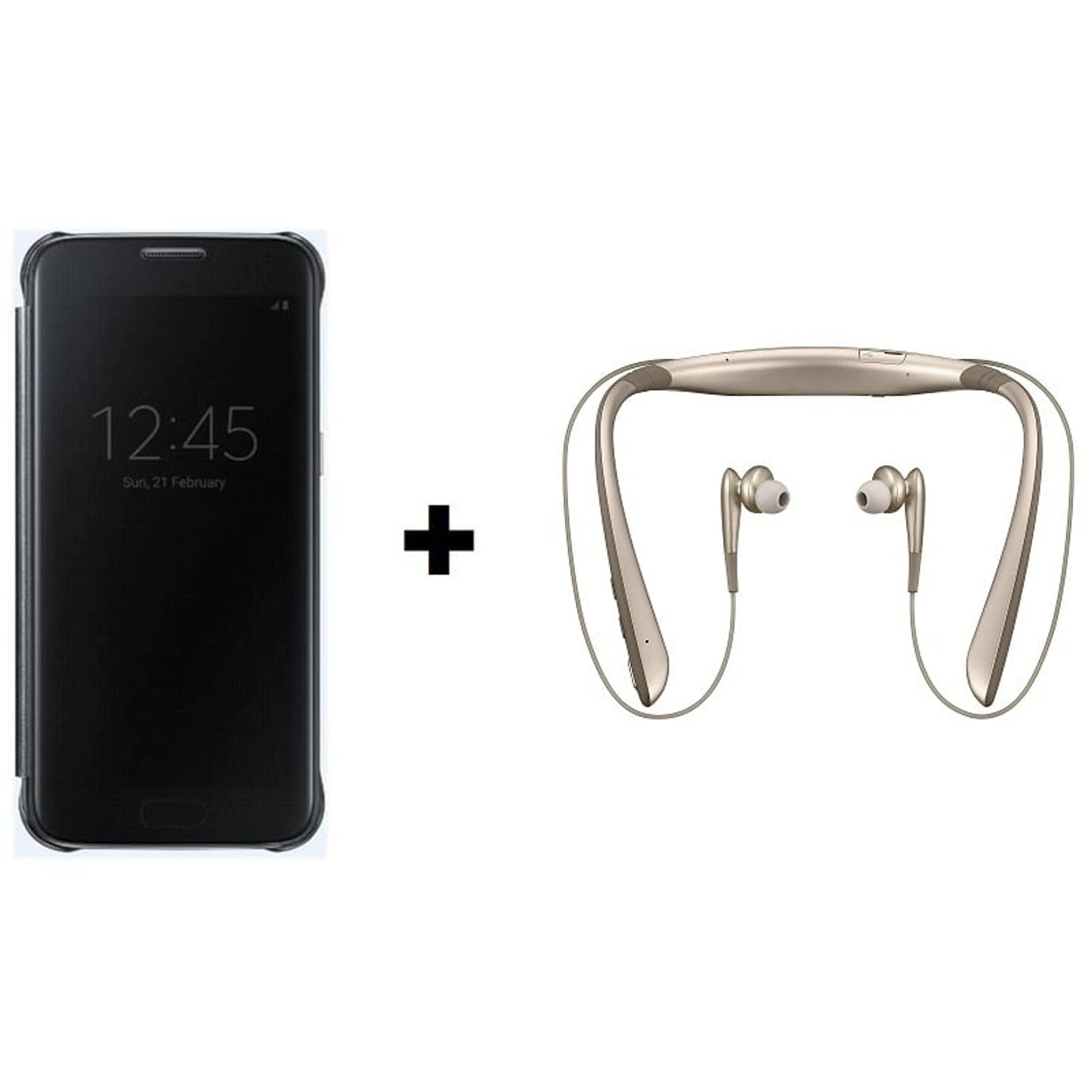 EF-ZG935CLEGAE - Clear View Cover Blue + Level U Pro - Wireless Headphone Gold