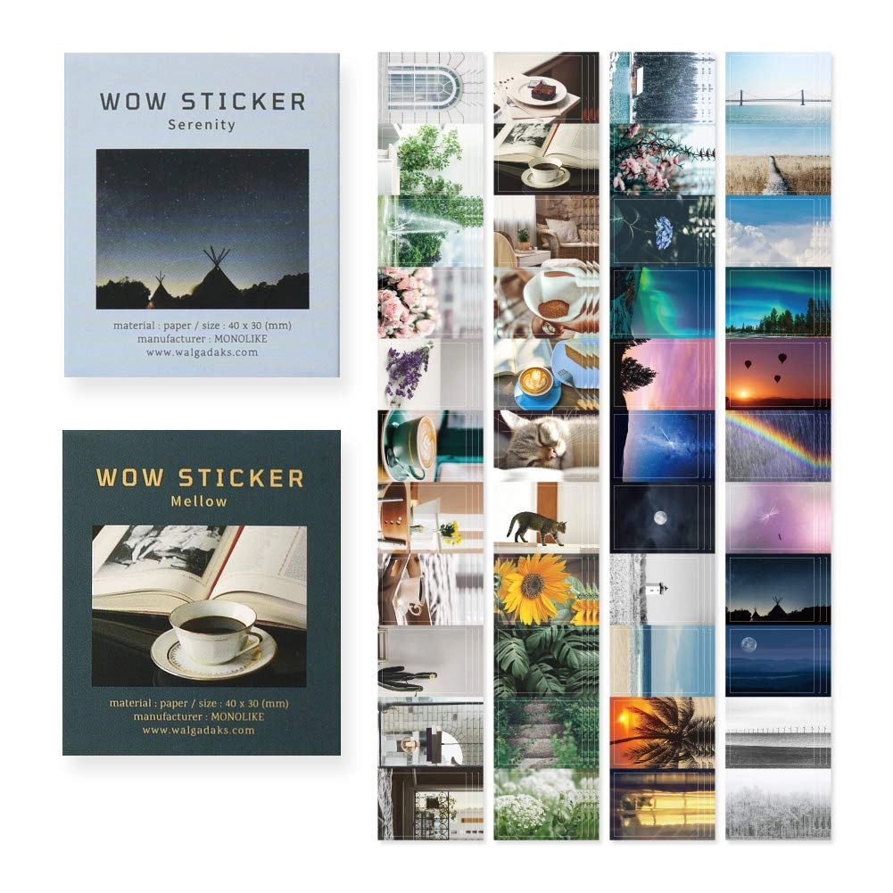 Monolike Wow Sticker Ver.1 - Mini Size Square 3 + Wow Sticker Ver.2 - Mini Size Square 3