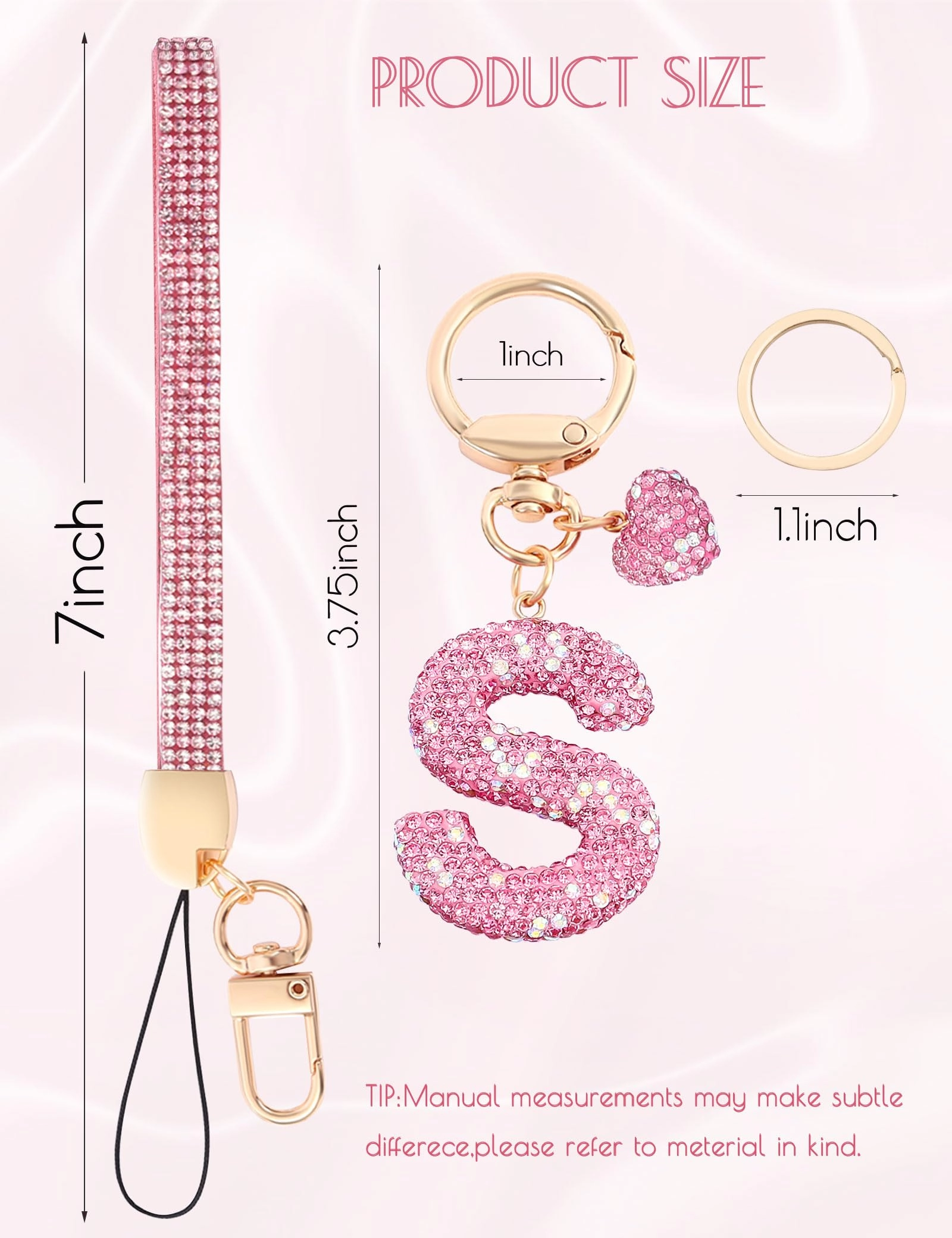 Initial Keychain - L Purple Rhinestone