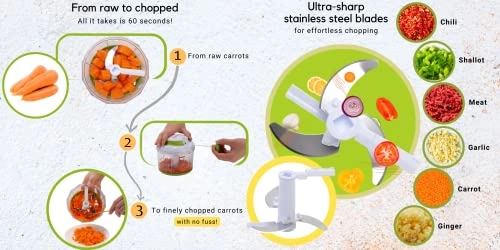 QuickPull Food Chopper - 4-Cup 3 blades