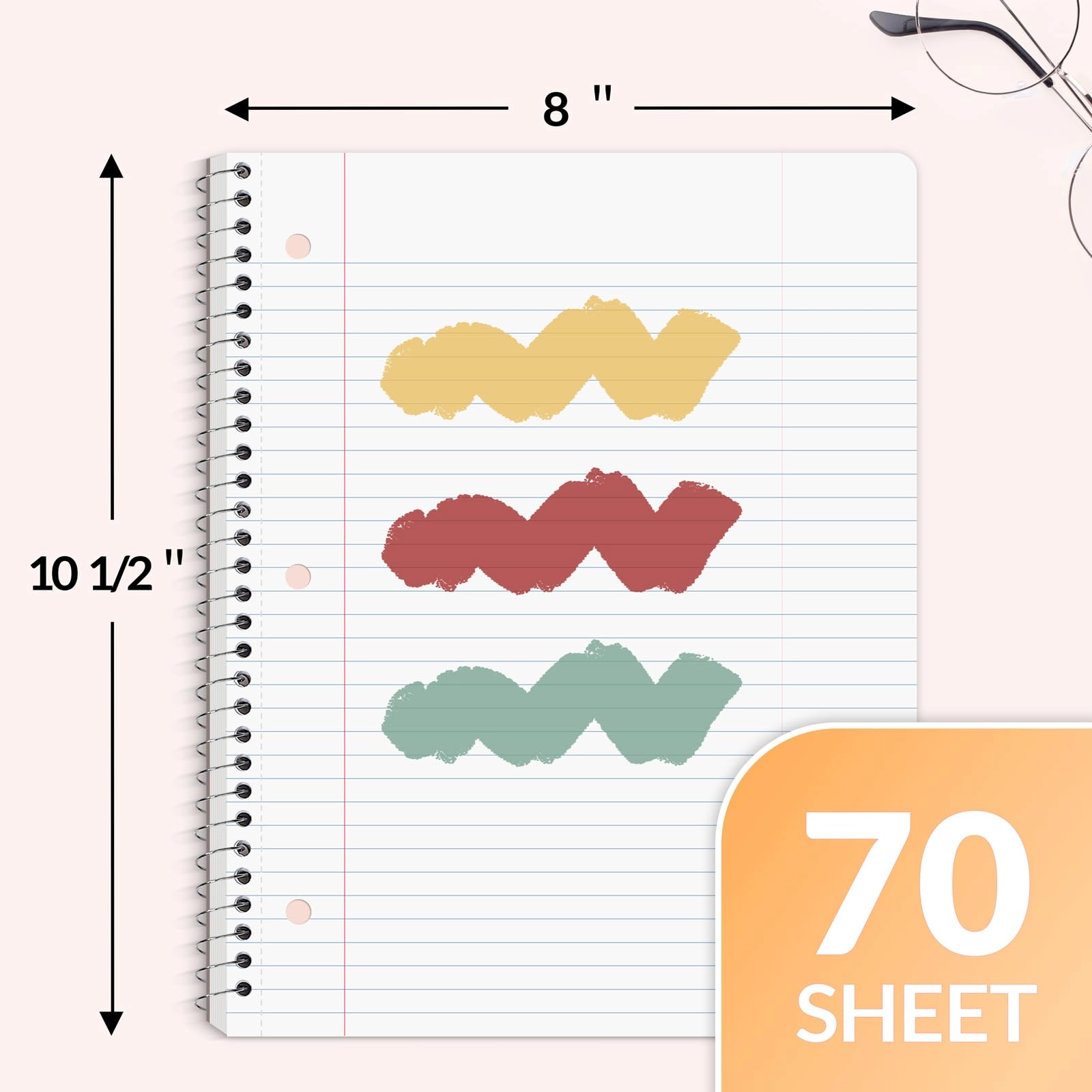 Spiral Notebook 8" x 10-1/2" Spiral - Lined 70 Sheets