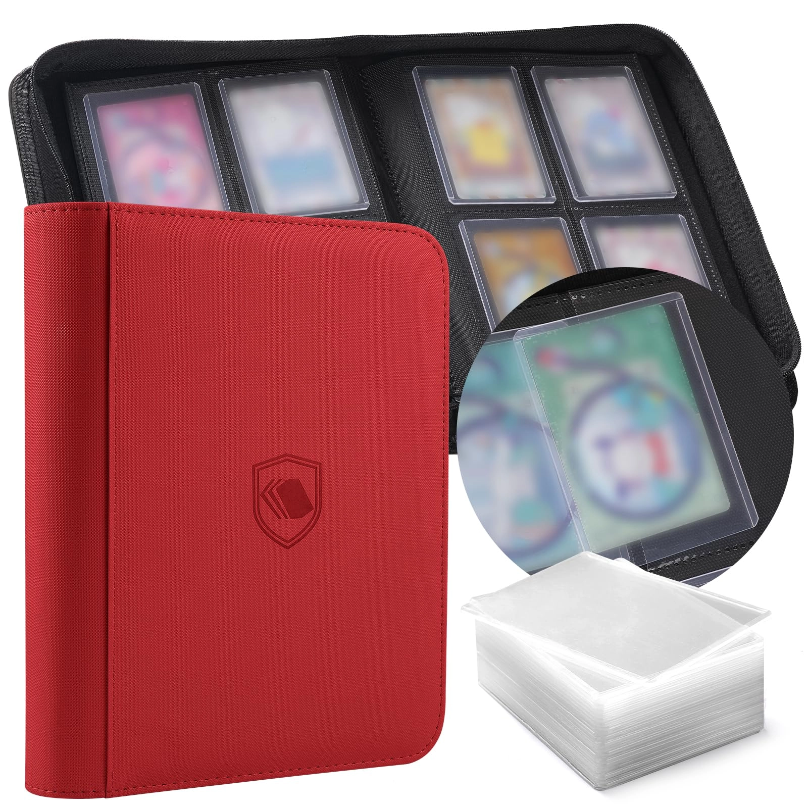 Pemocyny Top Loader Binder - 100 Toploaders 100 Card Sleeves Set