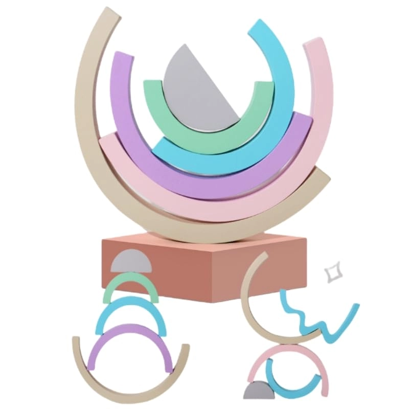 Wooden Rainbow Geometric Puzzle - 18 months - 3 years