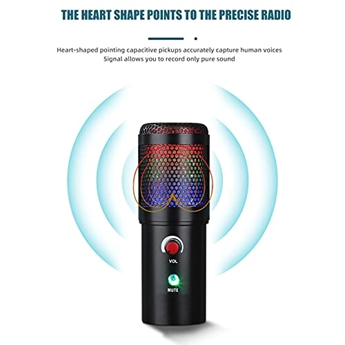 Condenser USB Microphone - Cardioid Mute Fill Light