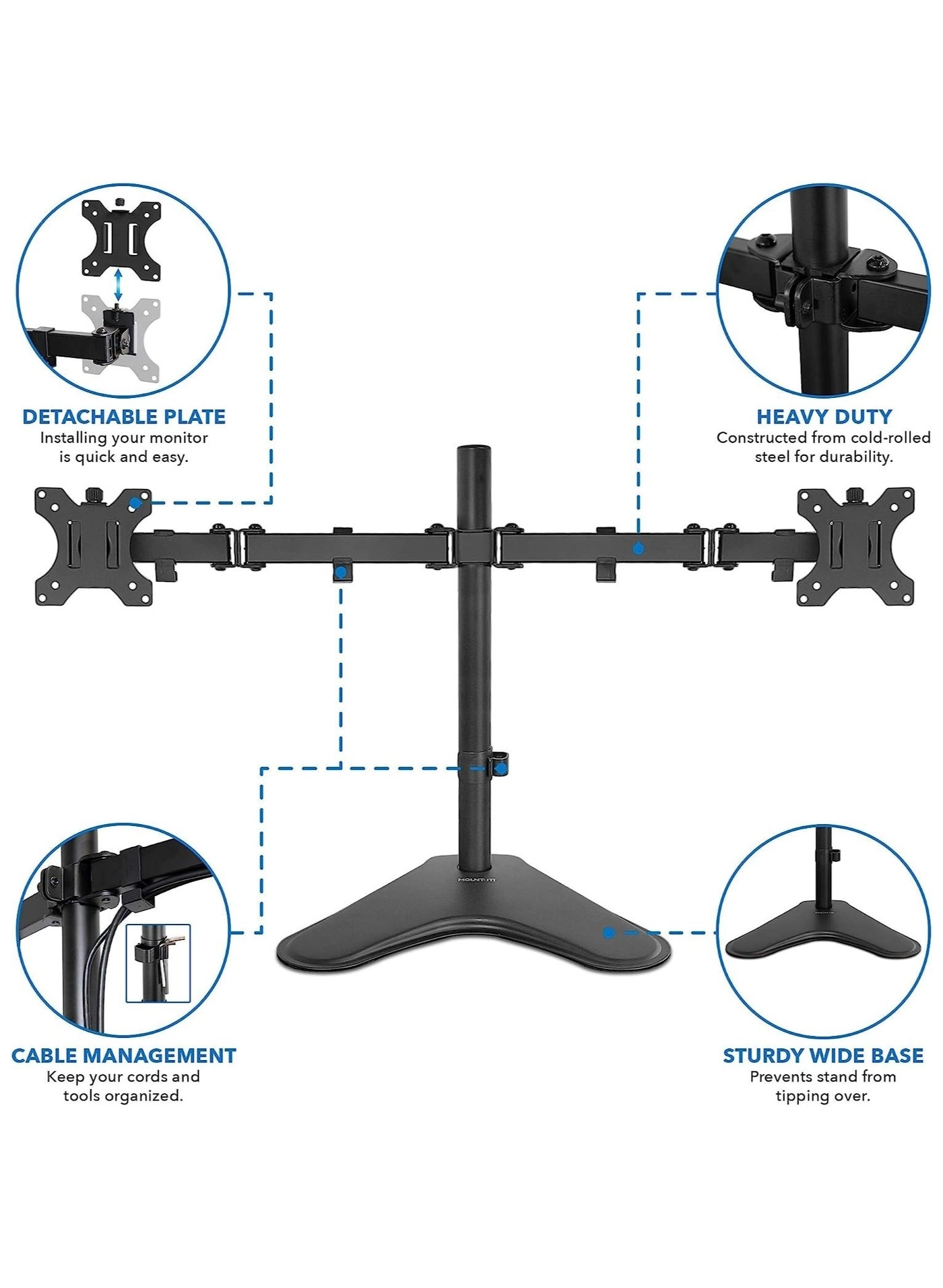Dual Monitor Stand - 32 inch 75mm x 75mm 100mm x 100mm