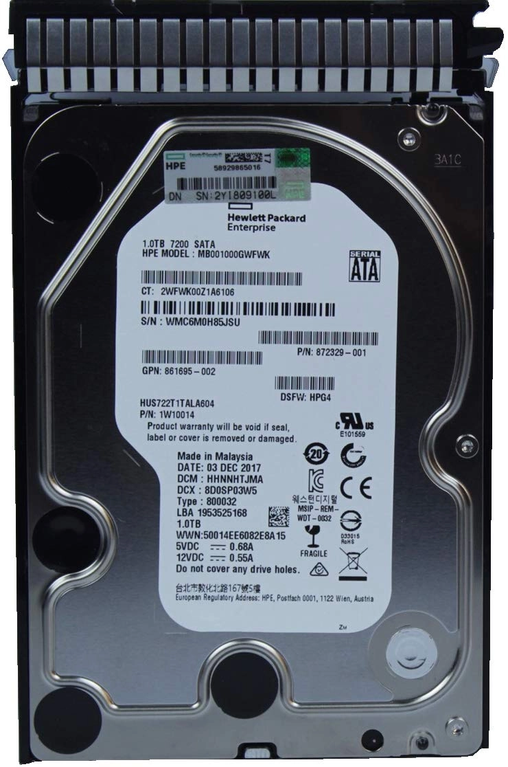 for HP HPE 3.5" 7200rpm SATA 6Gb/s (862128-001,861691-B21,872329-001,861695-002,1W10014) - 1TB