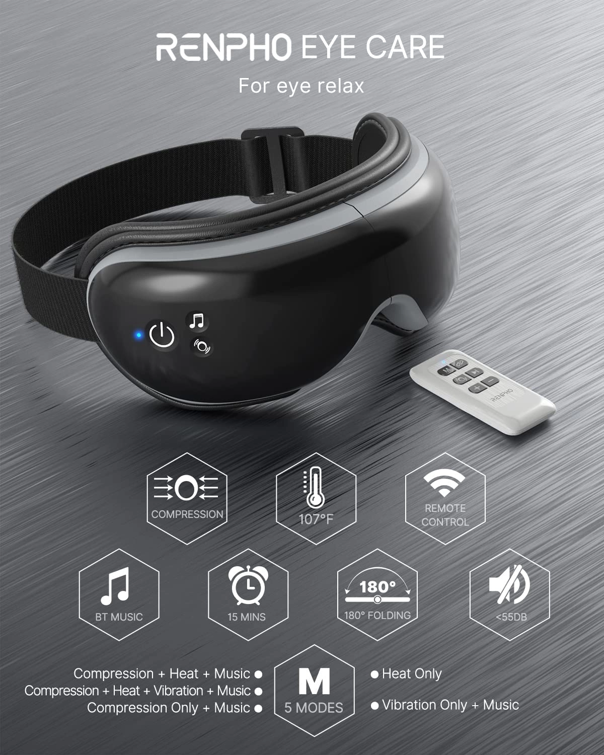 Eye Massager - Heat Vibration Bluetooth Music
