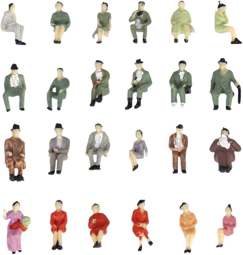 Seated People Passangers Figures - 24pcs HO Scale 1:87