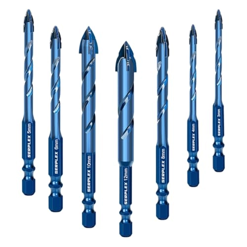 Power Drill Bits Set - Alloy Steel Carbide-Tipped 7-Piece 3-12mm