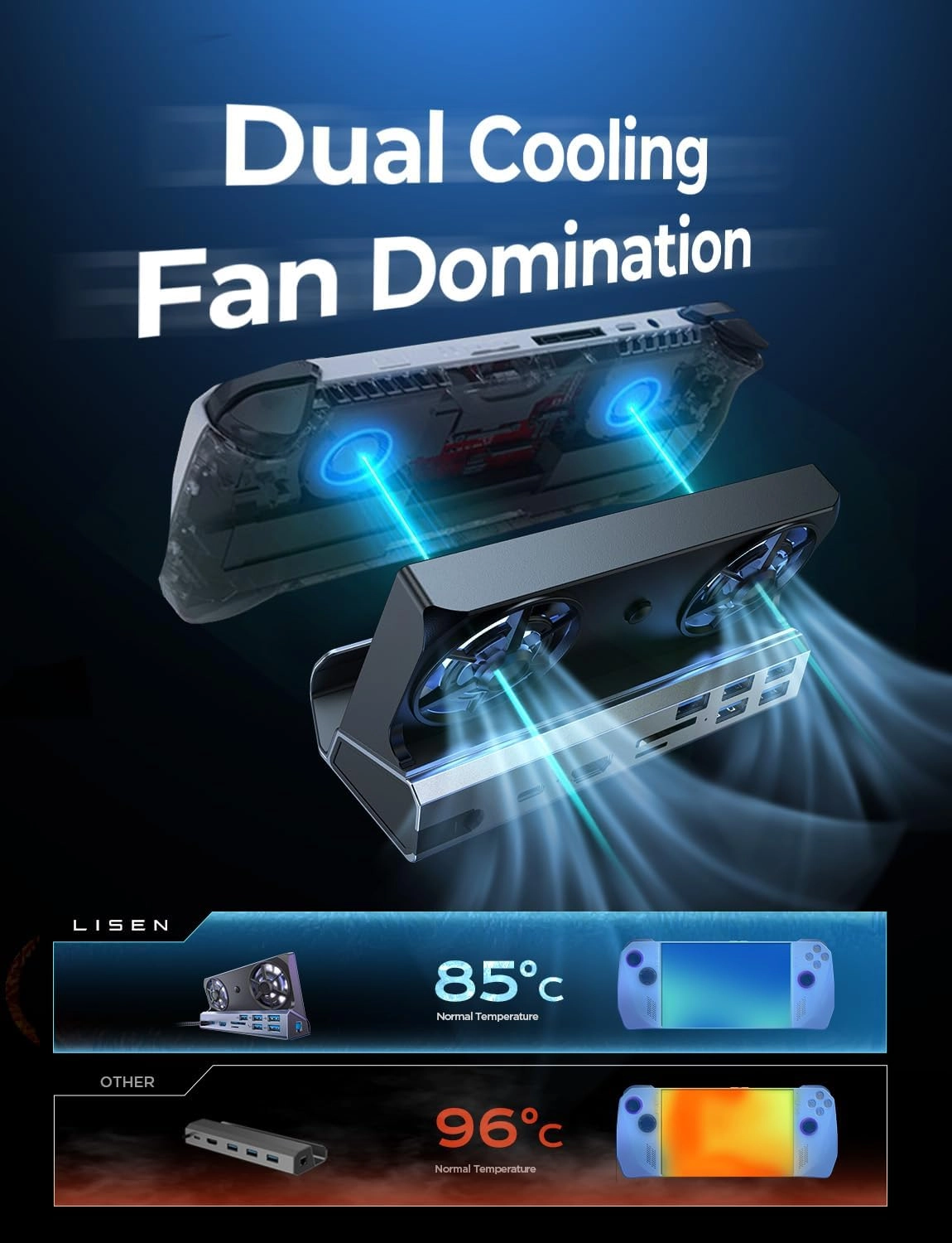 Steam Deck Dock - 11-in-1 Dual Cooling Fans 4K