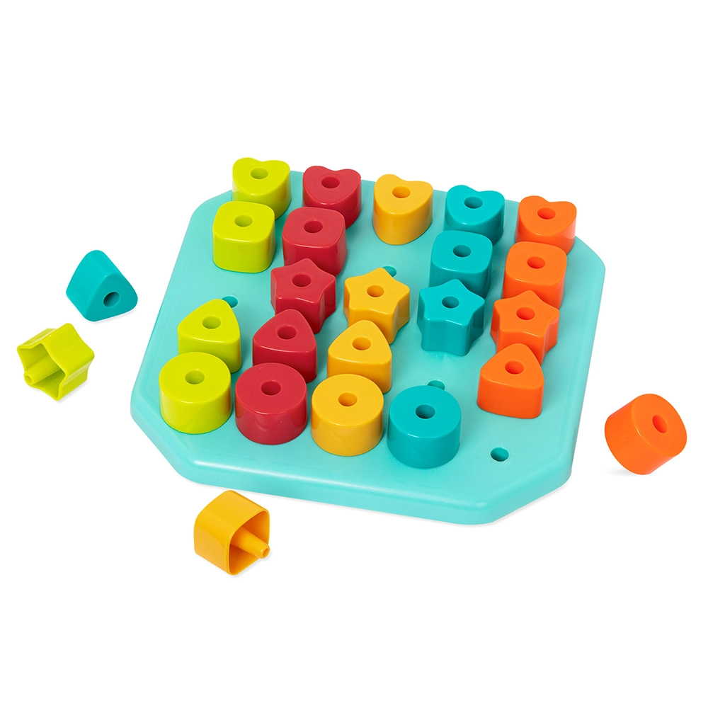 Count And Match Pegs With Board - 2+ 25 x Colorful Pegs 5 x Cords