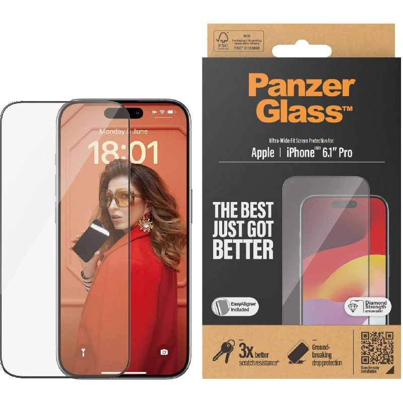 Ultra Wide Fit Clear Tempered Glass Screen Protector for iPhone 16 Plus