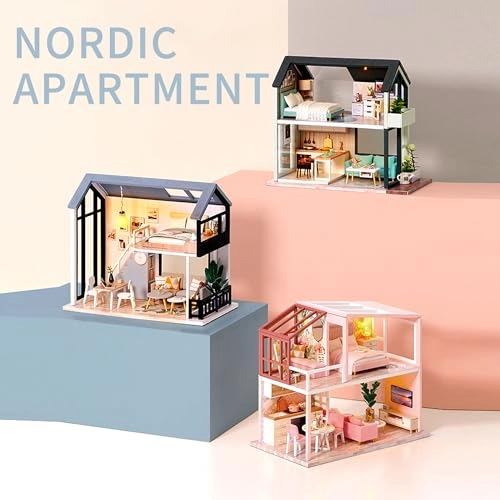 Wooden DIY Dollhouse Kit - Meet Happiness 1:32