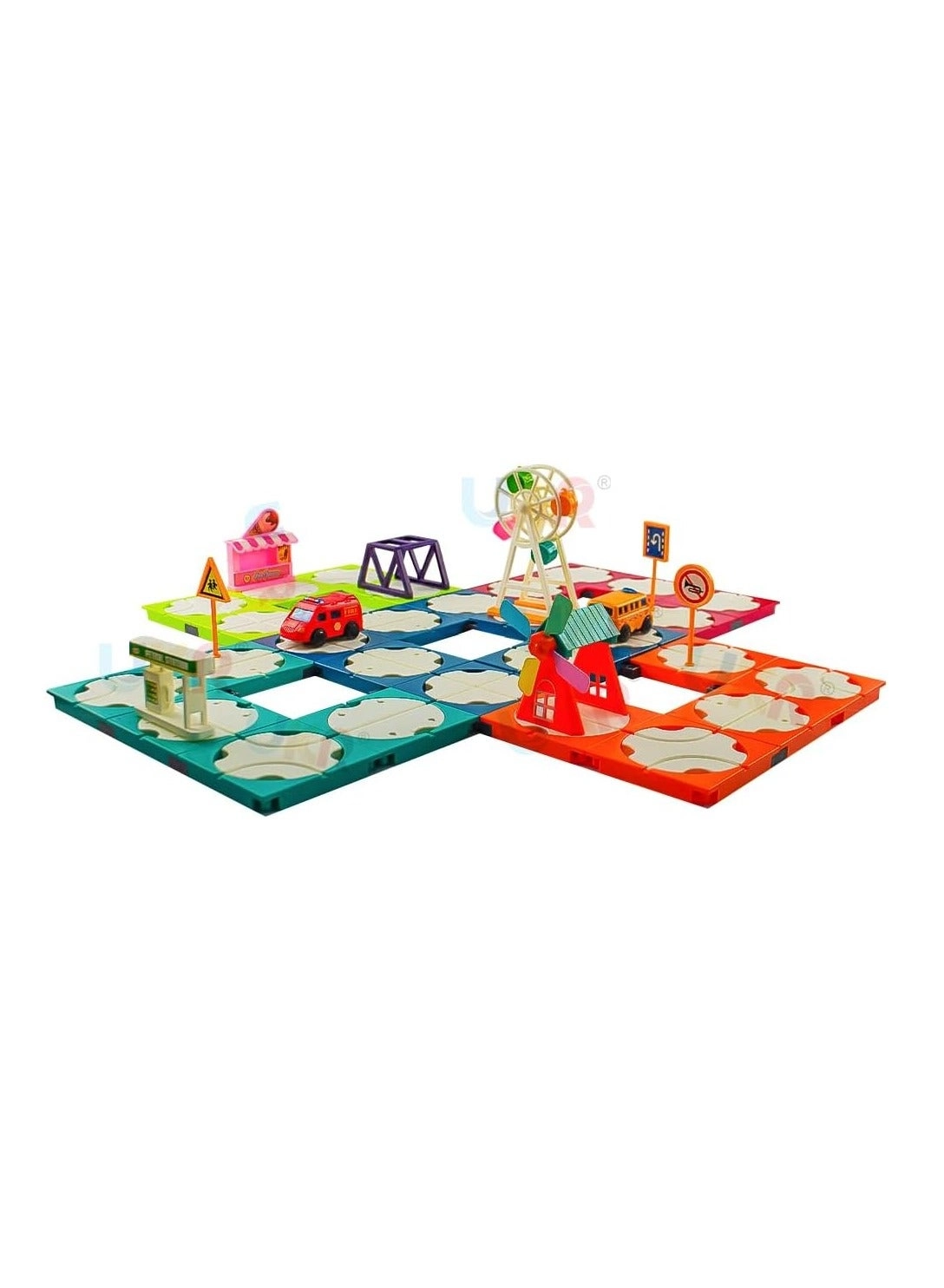 Rotating Track Playset - 2 Cars Self-Driven Multicolor