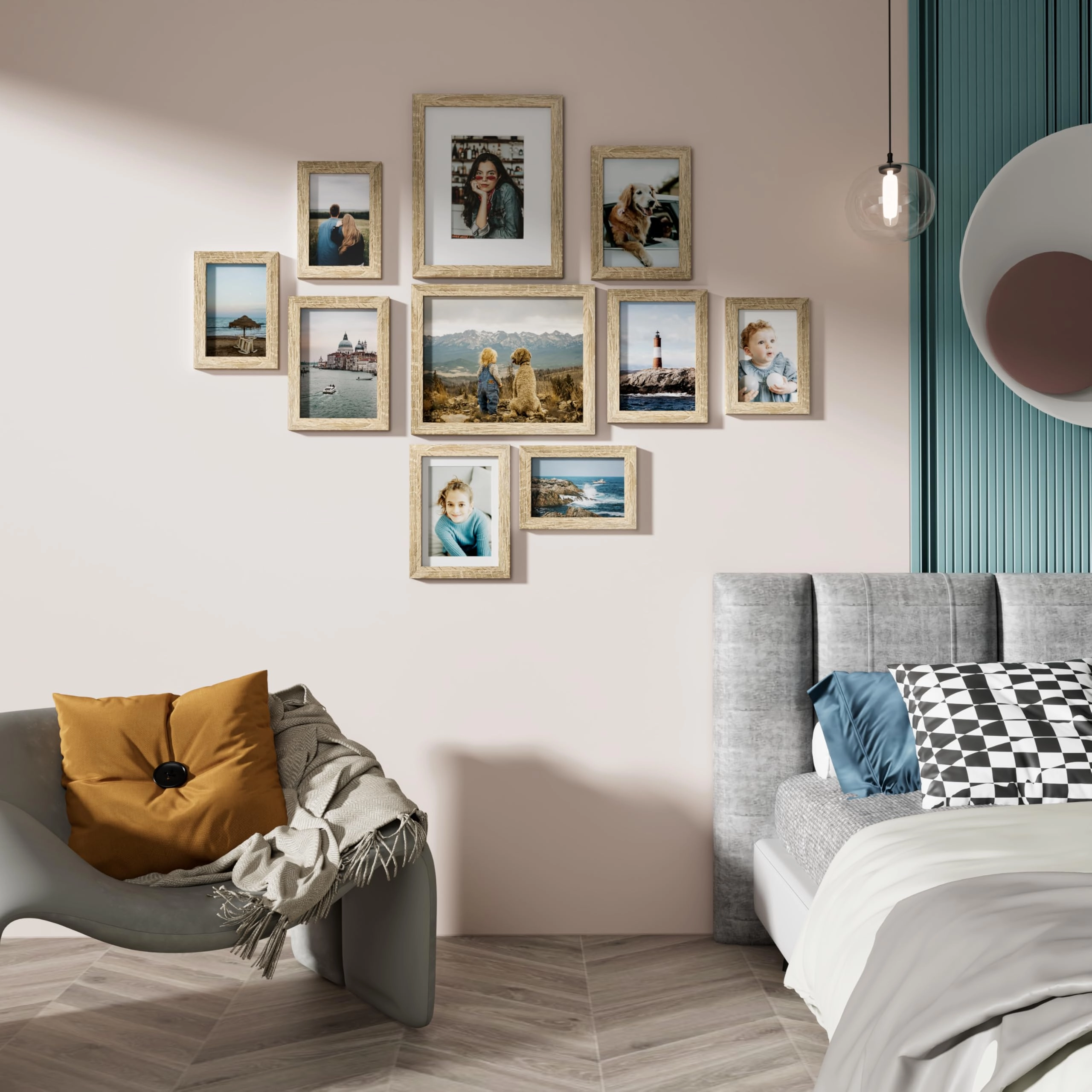 Picture Frames Set - 10 Pack Rustic Grey