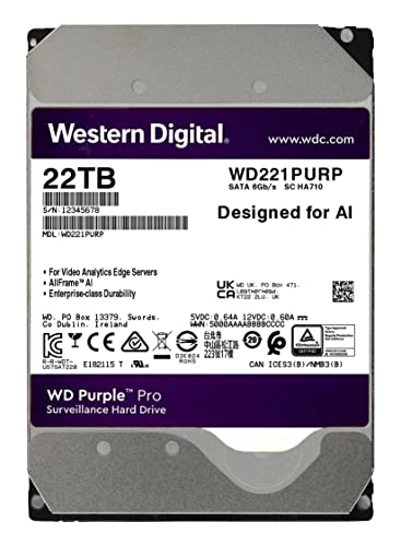 WD Purple Pro 3.5" 7200rpm 512MB SATA 6Gb/s (WD221PURP-SPB9SY0) - 22TB