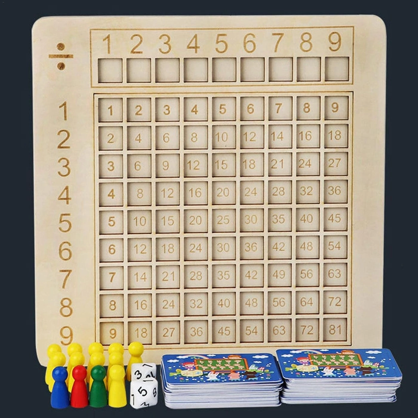 Wooden Multiplication Game Board - 3 years old and above