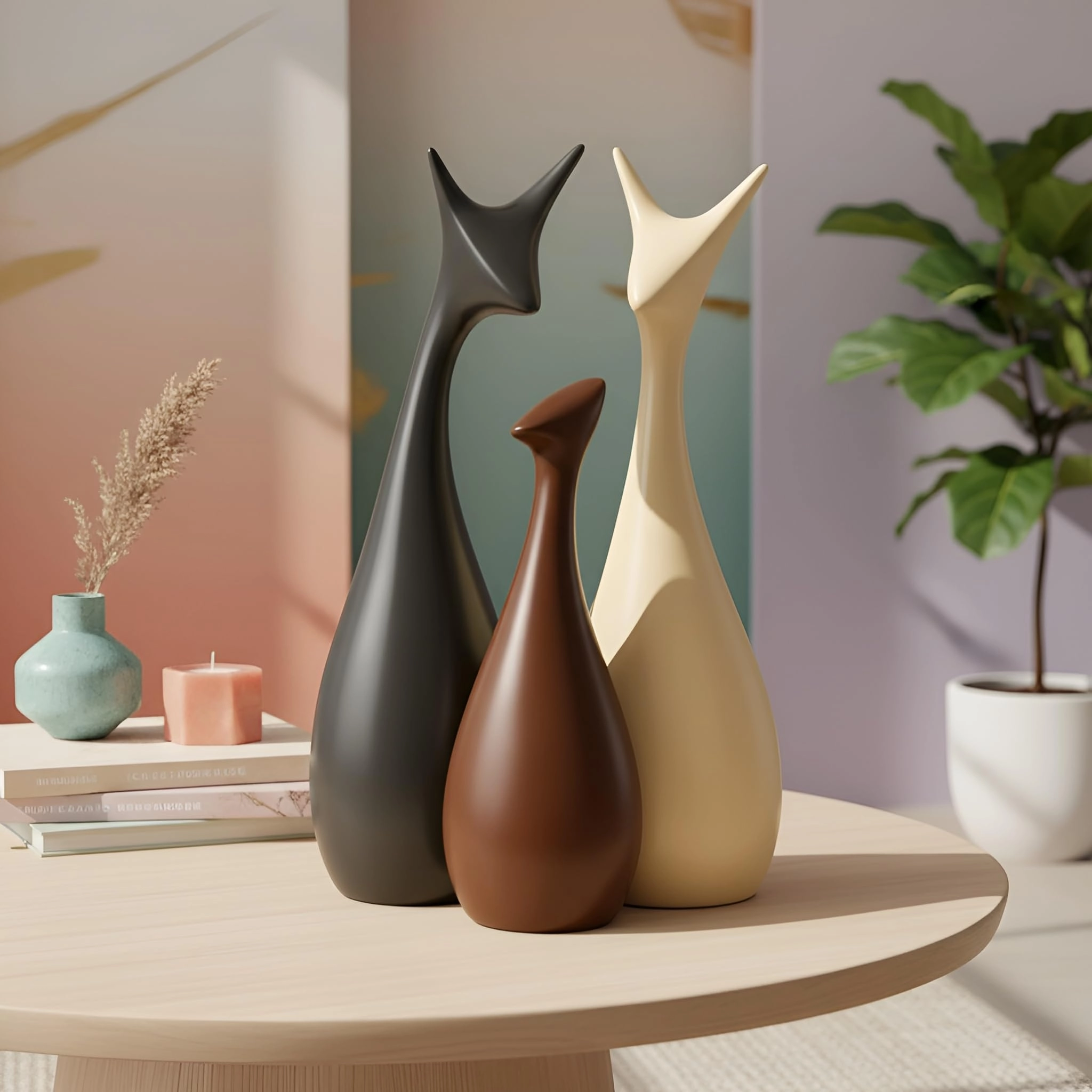 LIFEHACKS, LIFEHACKS, A13 VIKAS MARG, JAIPUR 302015 Lucky Deer Family Statue - Ceramic