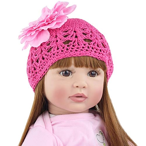 Reborn Toddler Doll - 24 inch Silicone Vinyl Girl Pink Dress Ages 3+