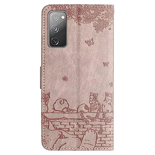 Cute Cat PU Leather Wallet Embossed Flip Cover for Samsung Galaxy S20 FE