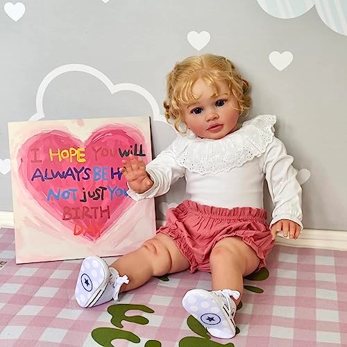 Reborn Baby Doll - 26 inch Weighted Blonde Curly Hair Ages 3+