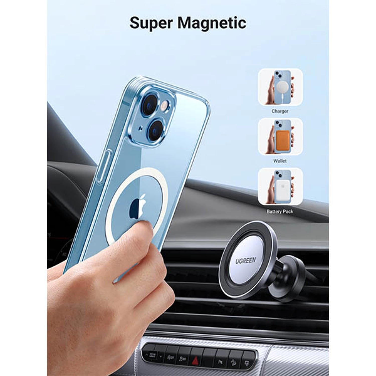 Magnetic Clear Case Back Case for iPhone 14 Plus