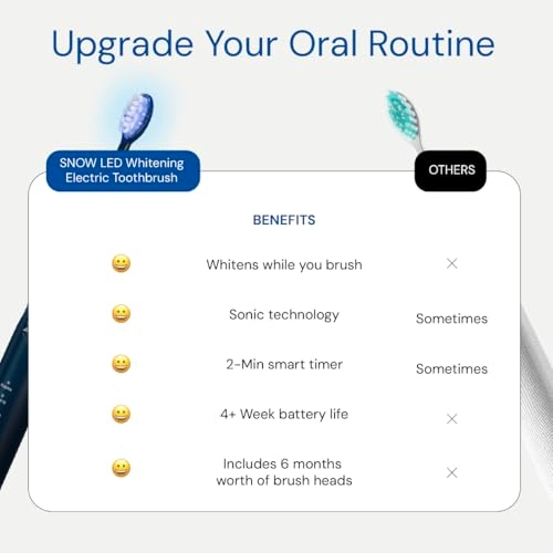 LED Whitening Electric Toothbrush - Polar Blue Rechargeable 14-day battery life