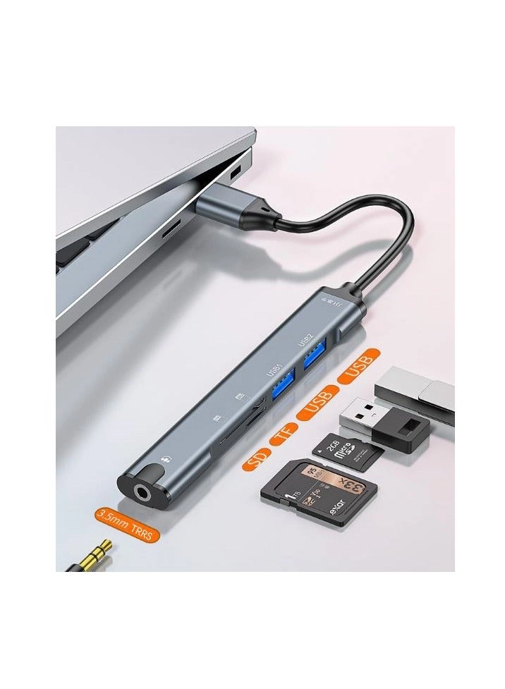 5-in-1 USB Docking Station - USB 2.0 3.5mm TF/SD