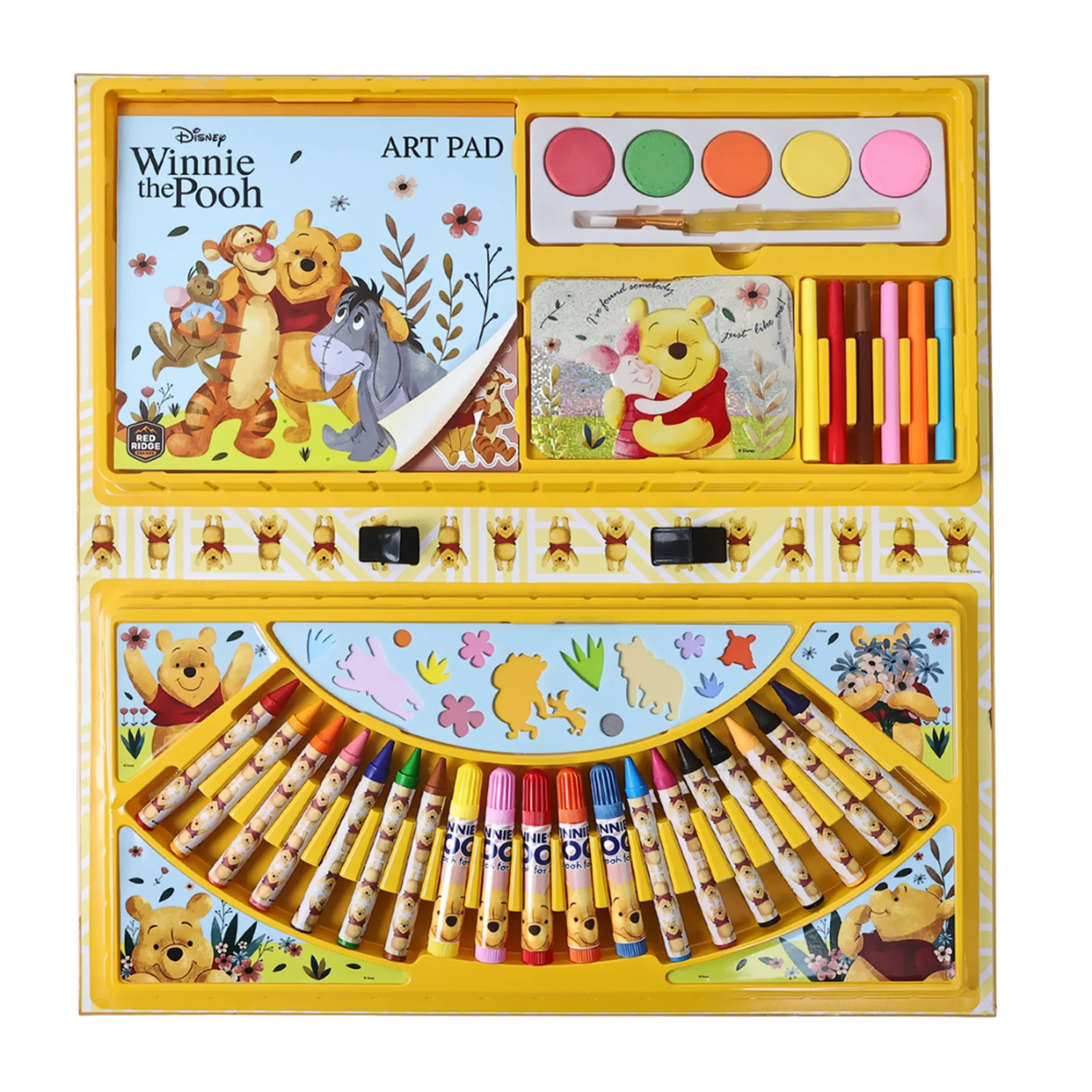 Winnie The Pooh Folding Art & Activity Case - Watercolour Set Markers Crayons Stencil