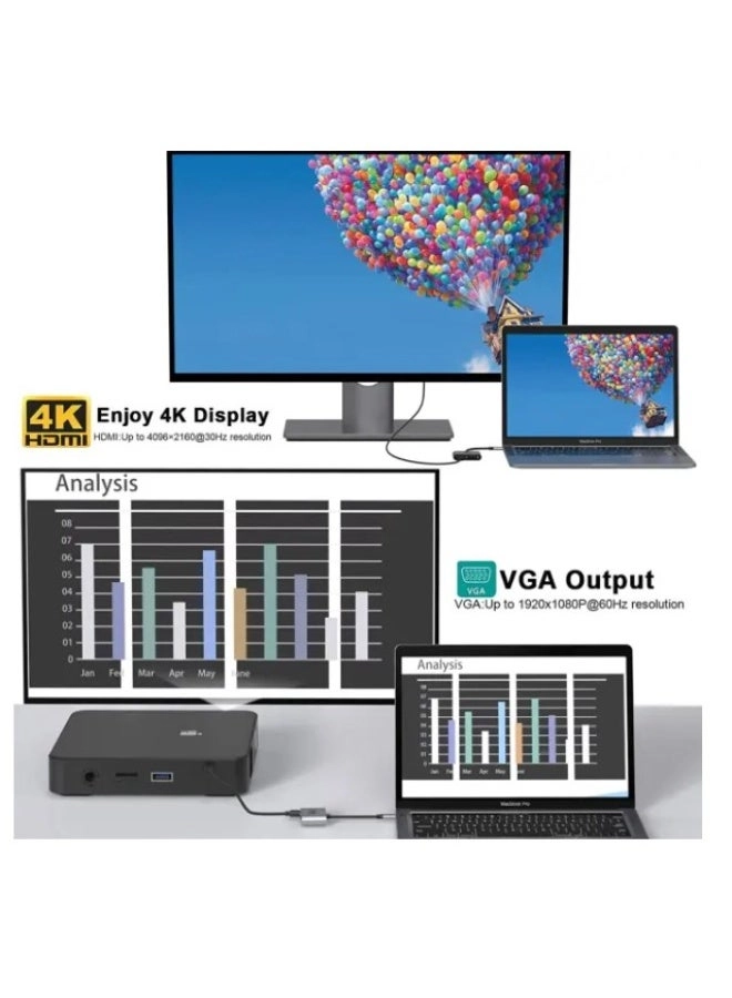 USB C to HDMI VGA Adapter - 3840x2160P/30Hz