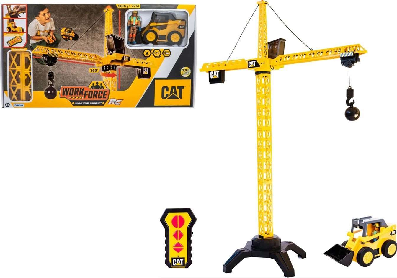 CAT WorkForce Jumbo Power Crane - 50 Inches Wireless RC 360-degree