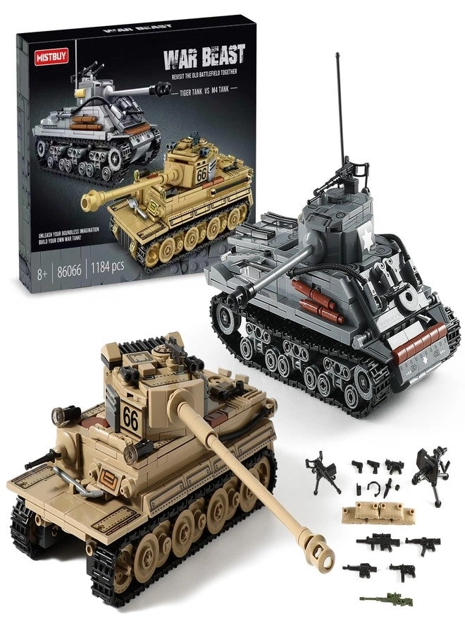 MISTBUY German Tiger + M4 Sherman - 1184 Blocks