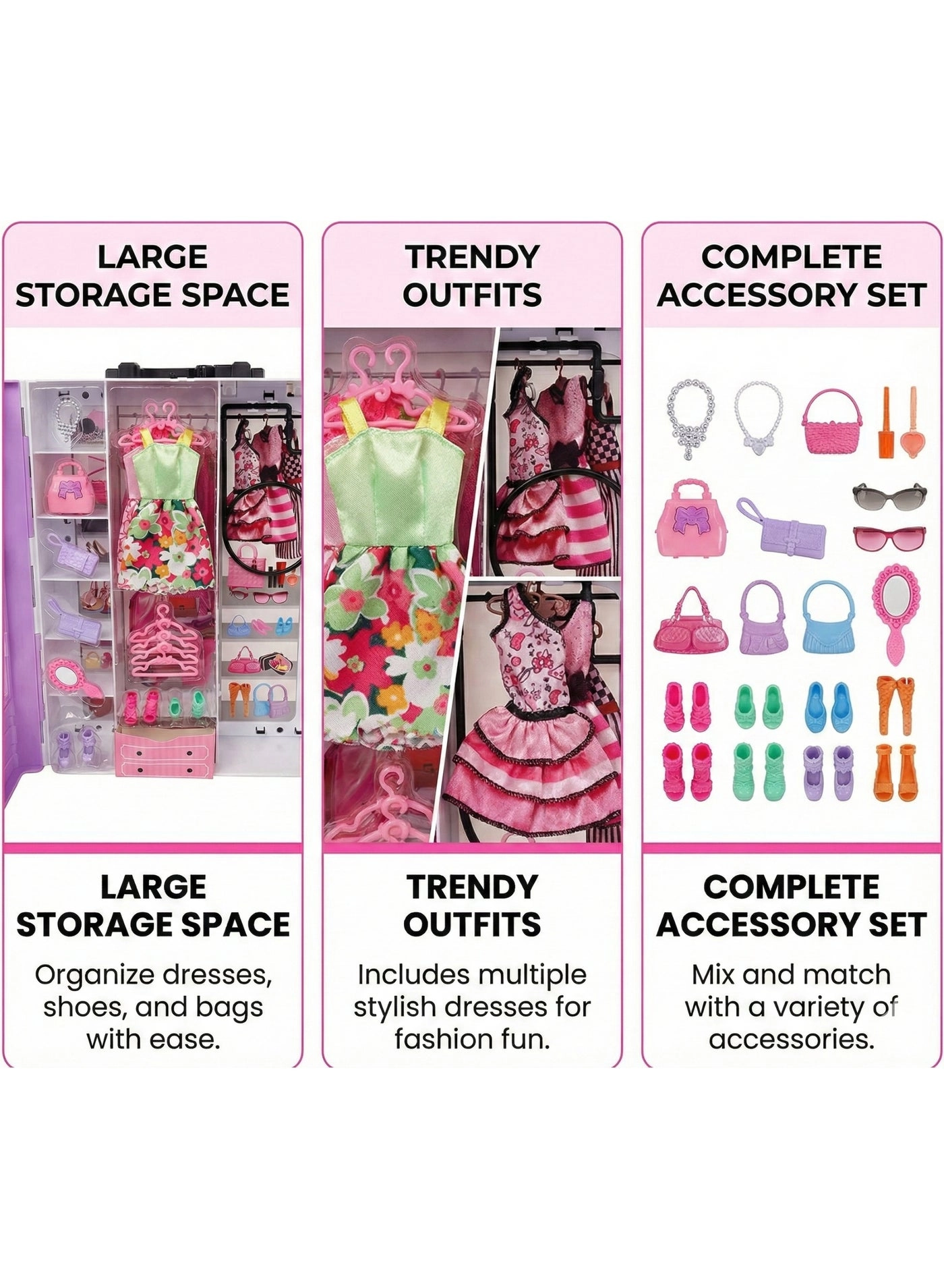 Fashion Doll with Wardrobe - Poseable Blonde 15+ Accessories Ages 3+