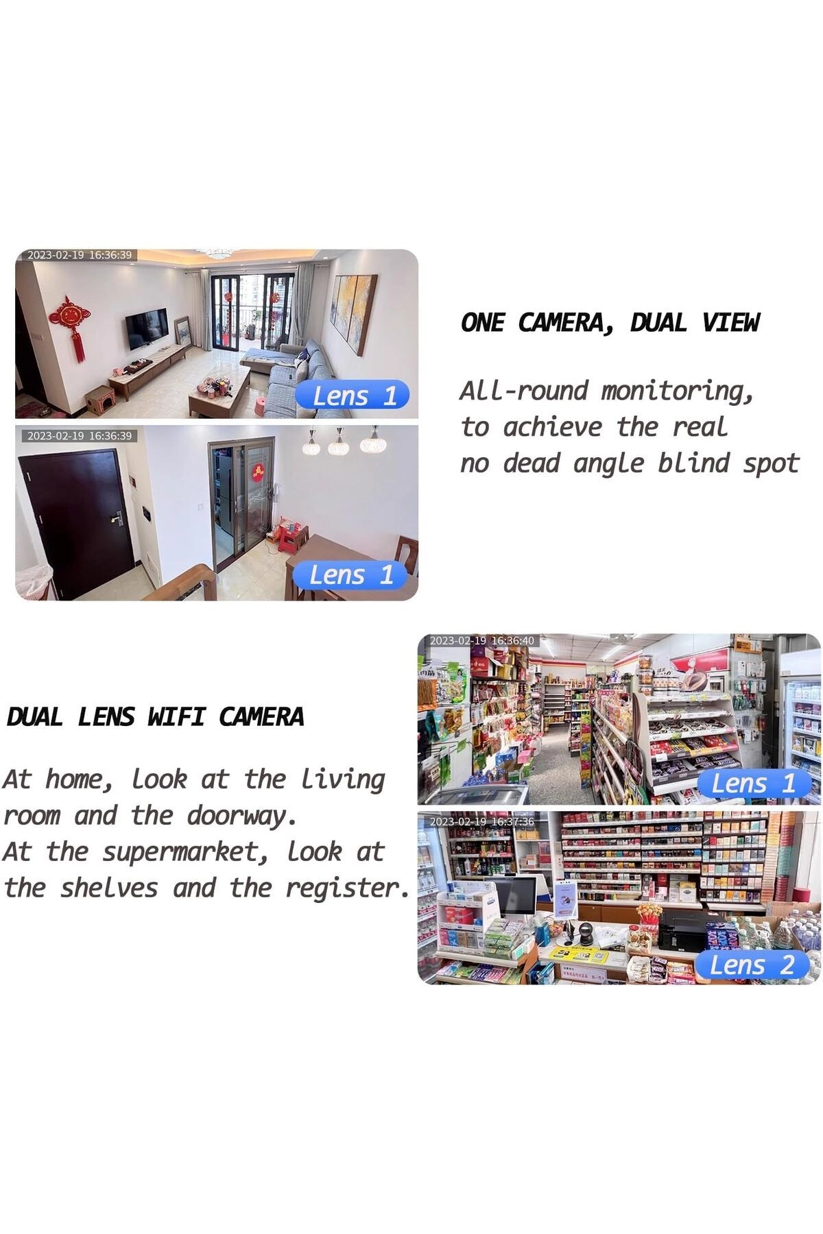 Dual Lens WiFi Security Camera 1080P
