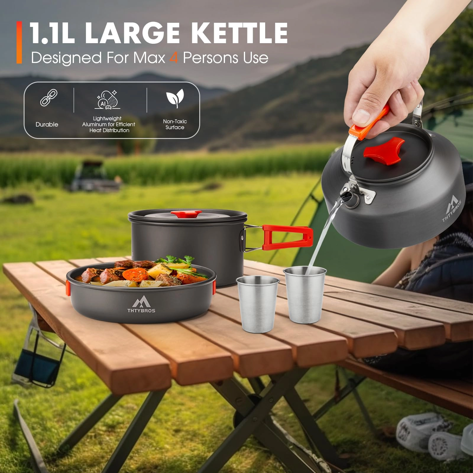 Camping Cookware Kit - 17pcs 1.70L 1.15L