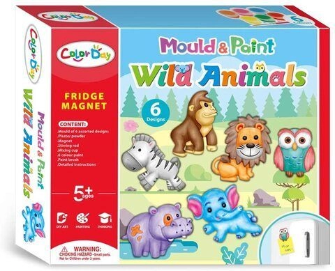 BrainGiggles DIY Mould And Paint Wild Animal Fridge Magnet - 5+ years
