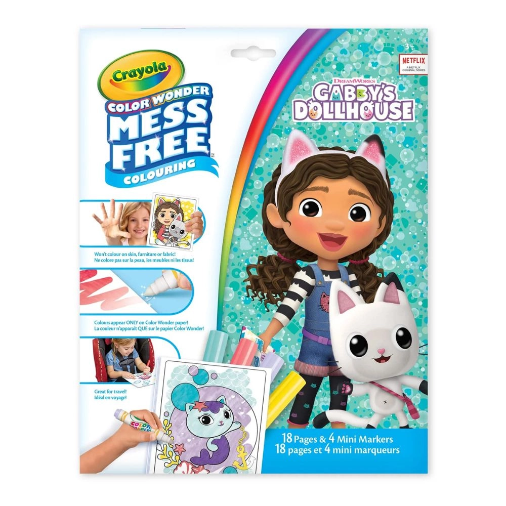 Crayola Color Wonder Mess-Free Coloring Set - 18 Gabby's Dollhouse colouring pages 4 Colour Wonder Mini Markers