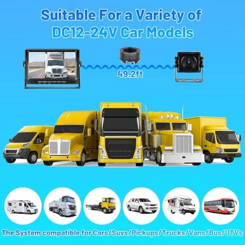 Backup Camera - 720P Night Vision + AHD Monitor - 7 inch Bluetooth