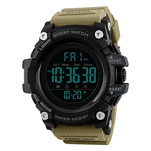Multifunctional Waterproof Watches Outdoor Sports Digital Military LED Double Time 54mm Plastic