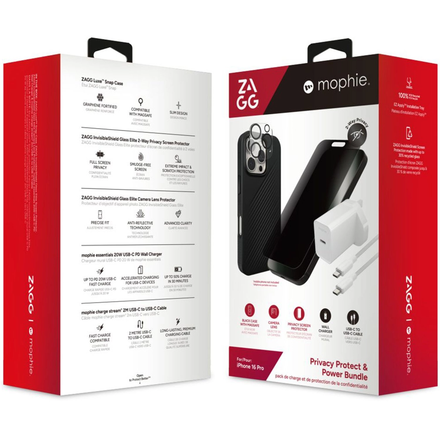 Privacy Glass & Plastic Screen Protector for iPhone 16 Pro